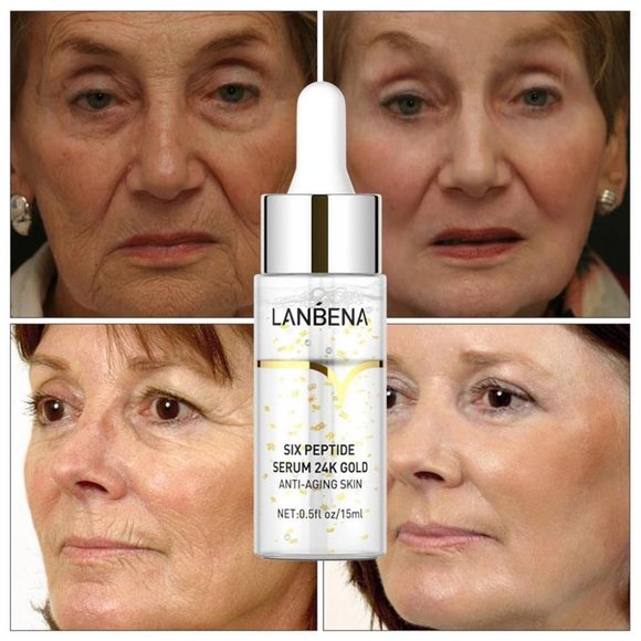 LANBENA - Six Peptide Serum 24k Gold Anti Aging Wrinkle Reducer Tightening - Picture 2 of 5